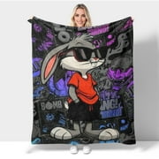 Bugs Bunny Flannel Fleece Lightweight Throw Blankets – Ideal for All Seasons - Perfect for Bed, Couch, Office, and Outdoors